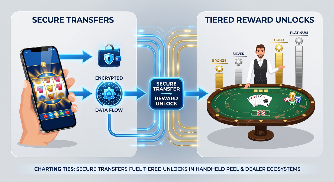 Tier progression screens displaying reward unlocks tied to verified mobile transfers in reel and dealer formats