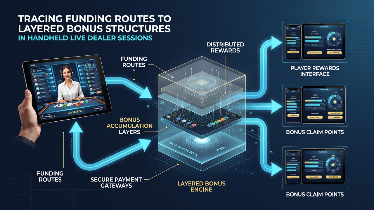 Illustration of transaction flows linking deposits to cumulative rewards in handheld live dealer environments